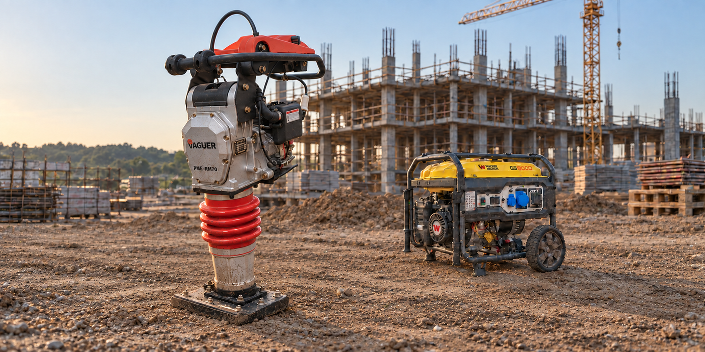 Equipos VAGUER en obra al atardecer, confianza que construye futuro
