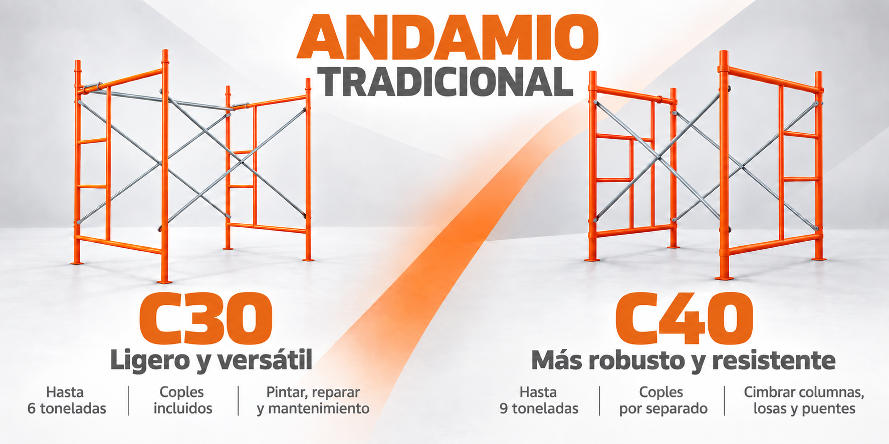 Andamio tradicional C30 vs. C40: ¿cuál elegir para tu obra?